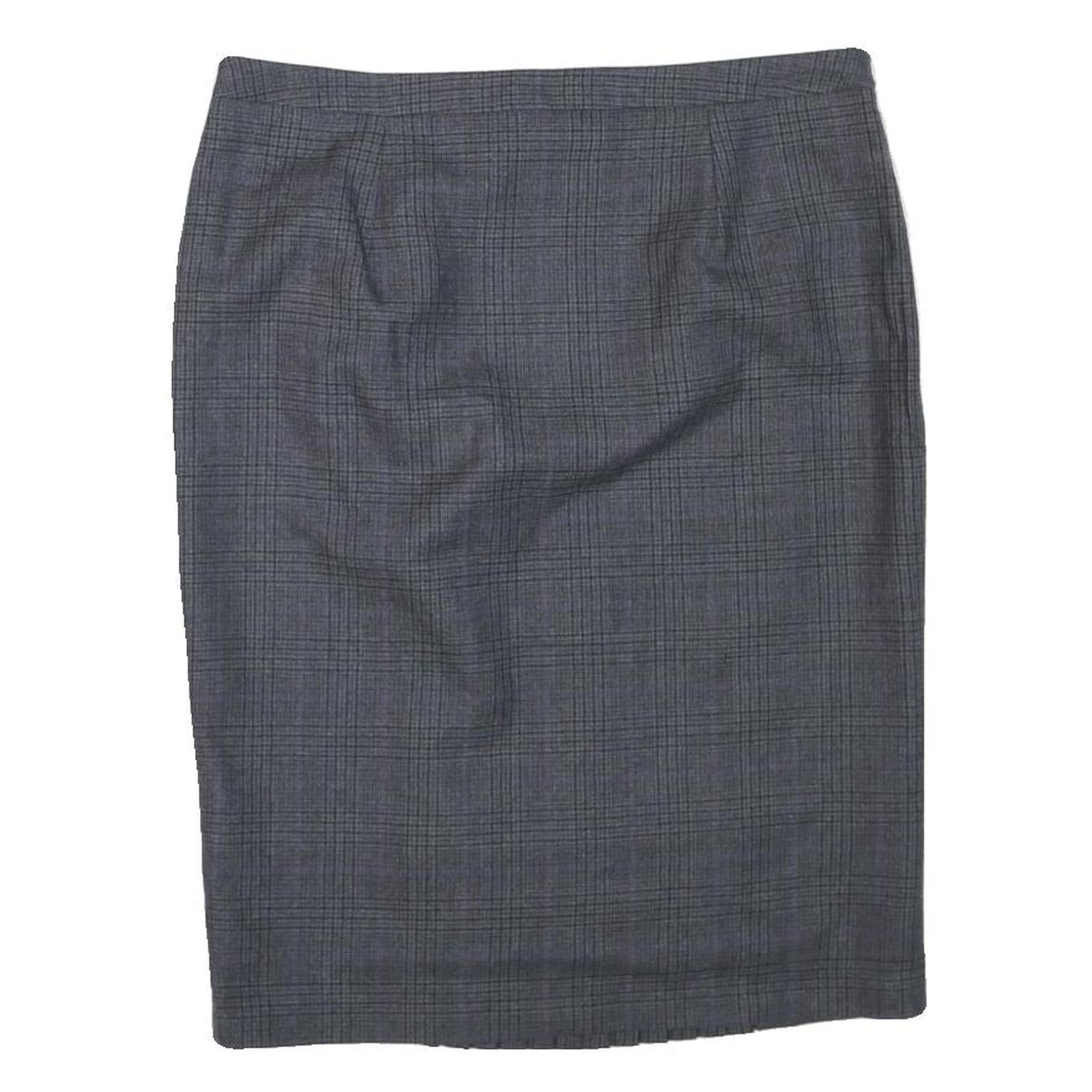 JIGSAW Womens Grey Pencil Knee Length Cotton Blend Checked Skirt M Classic