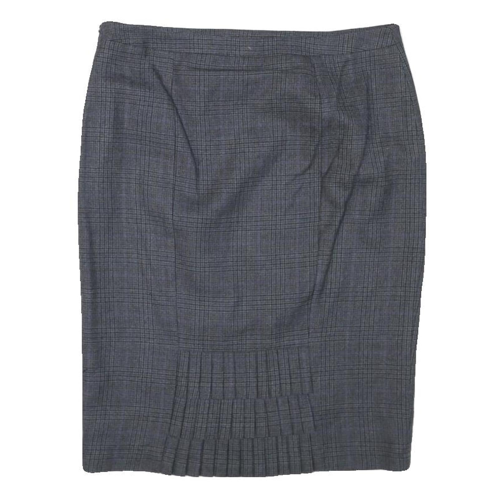 JIGSAW Womens Grey Pencil Knee Length Cotton Blend Checked Skirt M Classic