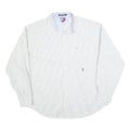 TOMMY HILFIGER Mens White & Grey Striped Shirt XL Cotton Blend Classic Fit Long