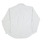 TOMMY HILFIGER Mens White & Grey Striped Shirt XL Cotton Blend Classic Fit Long