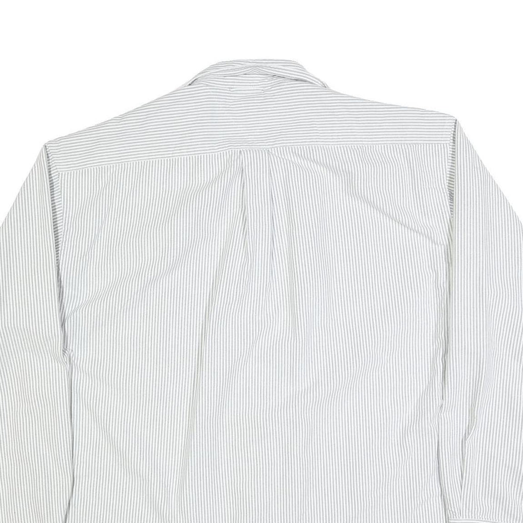 TOMMY HILFIGER Mens White & Grey Striped Shirt XL Cotton Blend Classic Fit Long