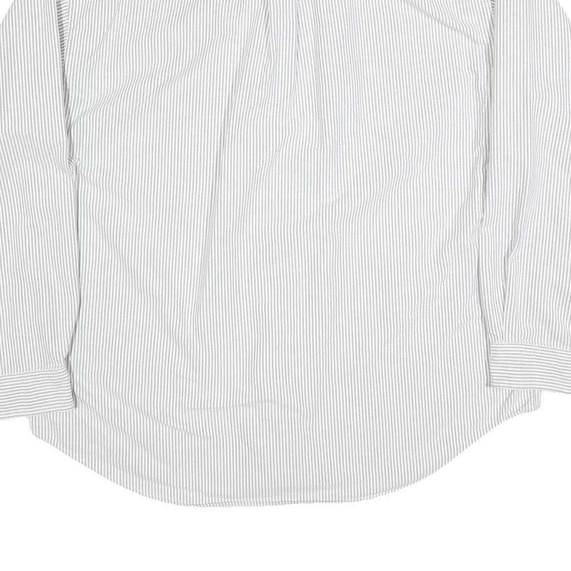 TOMMY HILFIGER Mens White & Grey Striped Shirt XL Cotton Blend Classic Fit Long