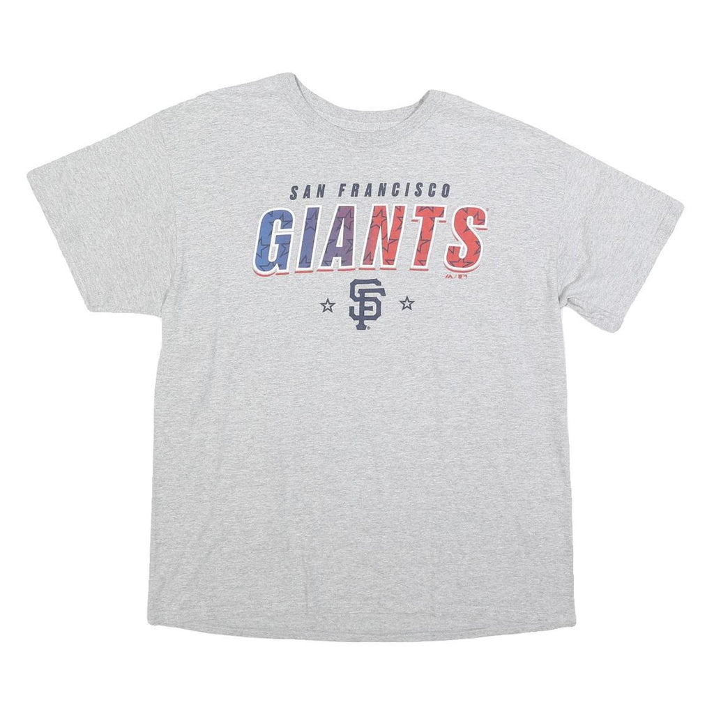 MAJESTIC Mens Grey San Francisco Giants Graphic T-Shirt L Short Sleeve Crew Neck