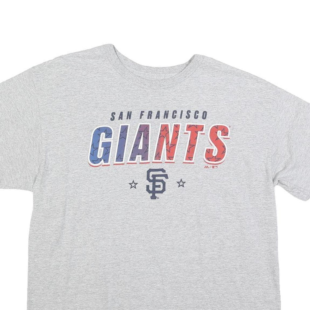 MAJESTIC Mens Grey San Francisco Giants Graphic T-Shirt L Short Sleeve Crew Neck