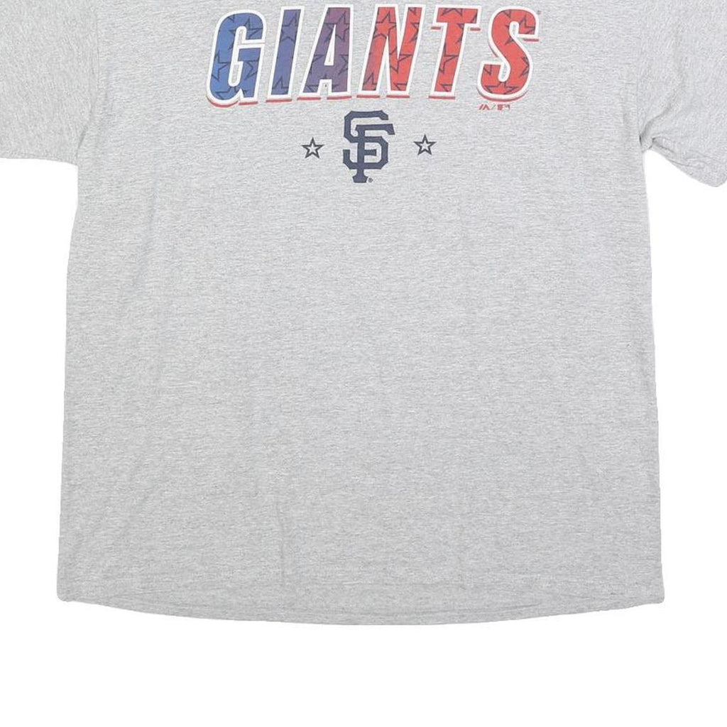 MAJESTIC Mens Grey San Francisco Giants Graphic T-Shirt L Short Sleeve Crew Neck