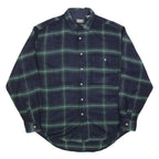BUGLE BOY Mens Navy Blue Green Check Shirt M Acrylic Long Sleeve Casual