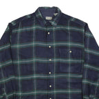 BUGLE BOY Mens Navy Blue Green Check Shirt M Acrylic Long Sleeve Casual