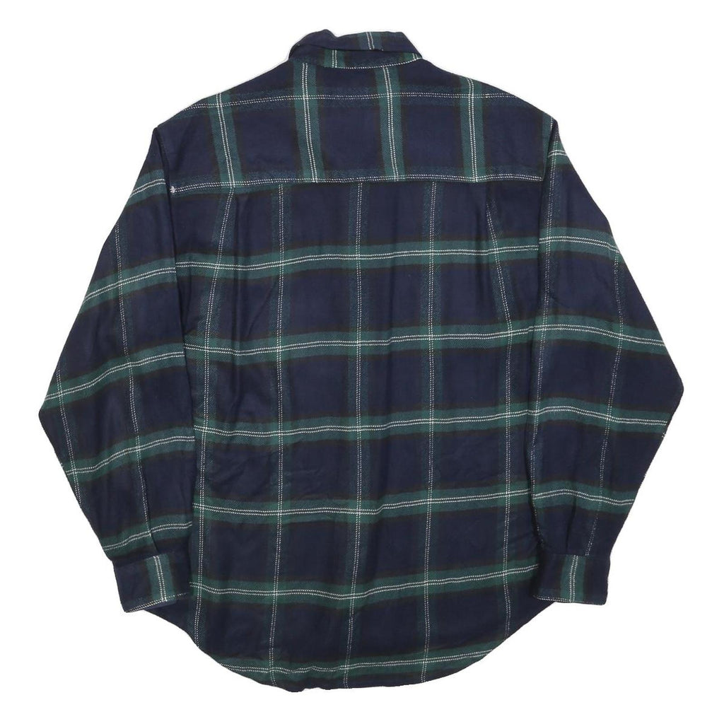 BUGLE BOY Mens Navy Blue Green Check Shirt M Acrylic Long Sleeve Casual