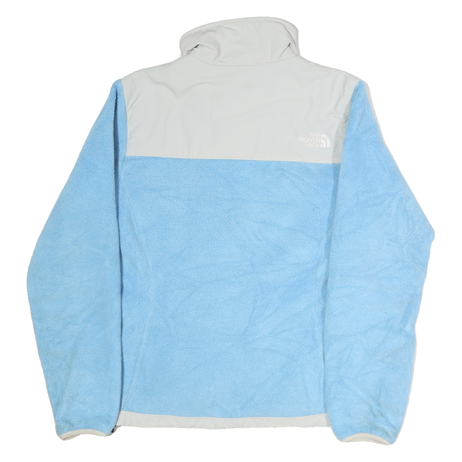 THE NORTH FACE Womens Blue & White Zip Jacket S Polyester Outdoor Casual Fleece
