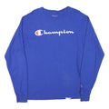 CHAMPION Mens Blue Long Sleeve Crew Neck Logo Graphic T-Shirt M Cotton Blend