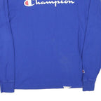 CHAMPION Mens Blue Long Sleeve Crew Neck Logo Graphic T-Shirt M Cotton Blend