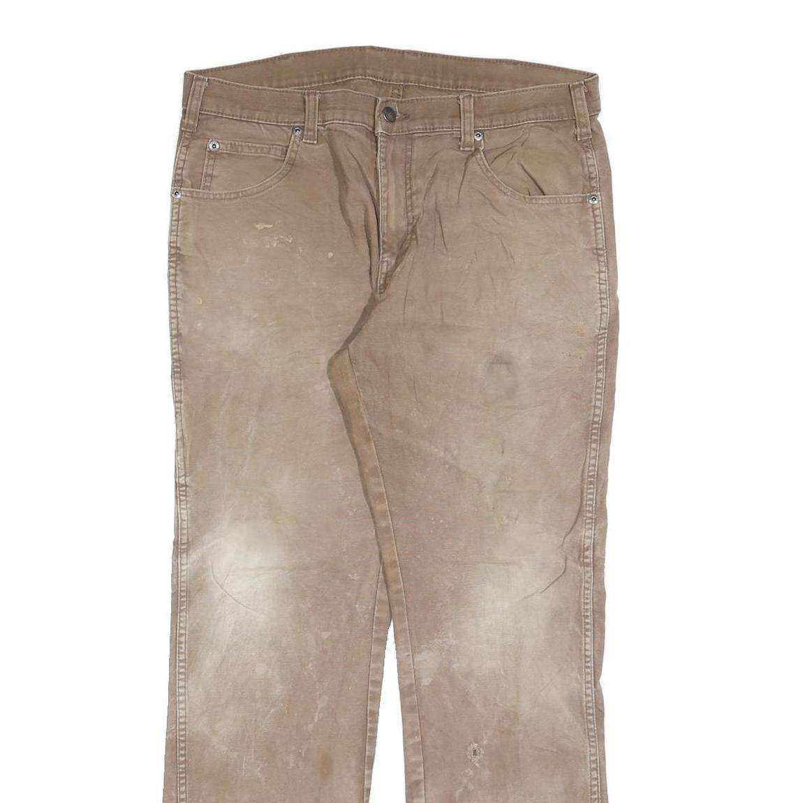 DICKIES Mens Beige Regular Fit Straight Denim Cotton Blend Zip W32 L32 Workwear