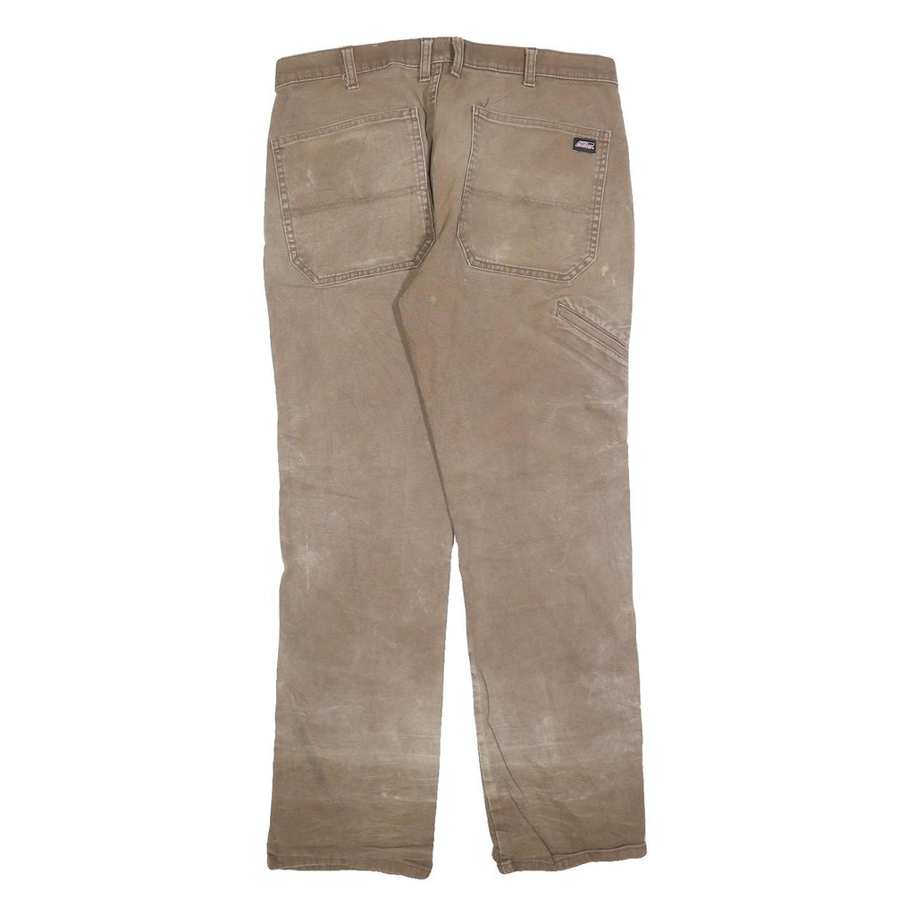 DICKIES Mens Beige Regular Fit Straight Denim Cotton Blend Zip W32 L32 Workwear