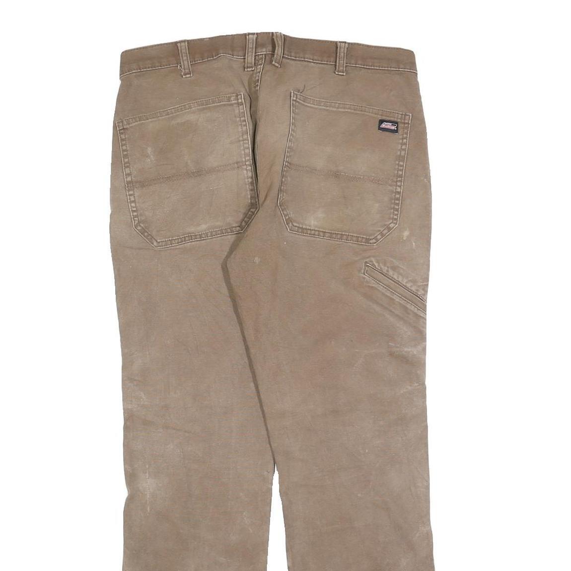 DICKIES Mens Beige Regular Fit Straight Denim Cotton Blend Zip W32 L32 Workwear