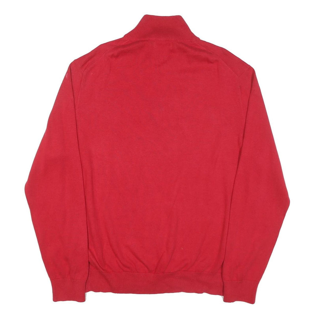 NAUTICA Mens Red Pullover Plain 1/4 Zip Jumper XL Cotton Blend Casual Knitwear