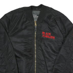 ALPHA INDUSTRIES Mens Black Bomber Jacket L Polyester Blend Woven Plain Zip