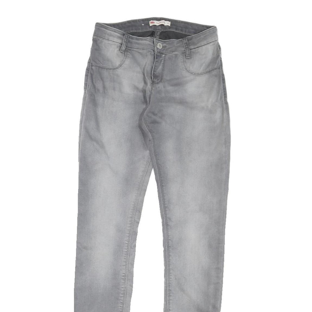 LEVI'S Womens Grey Regular Fit Skinny Denim Jeans W26 L32 Classic Comfort Zip