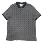 CALVIN KLEIN Mens Black Grey Geometric Short Sleeve Polo Shirt 2XL Cotton Blend