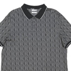 CALVIN KLEIN Mens Black Grey Geometric Short Sleeve Polo Shirt 2XL Cotton Blend