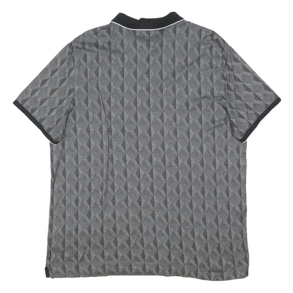 CALVIN KLEIN Mens Black Grey Geometric Short Sleeve Polo Shirt 2XL Cotton Blend
