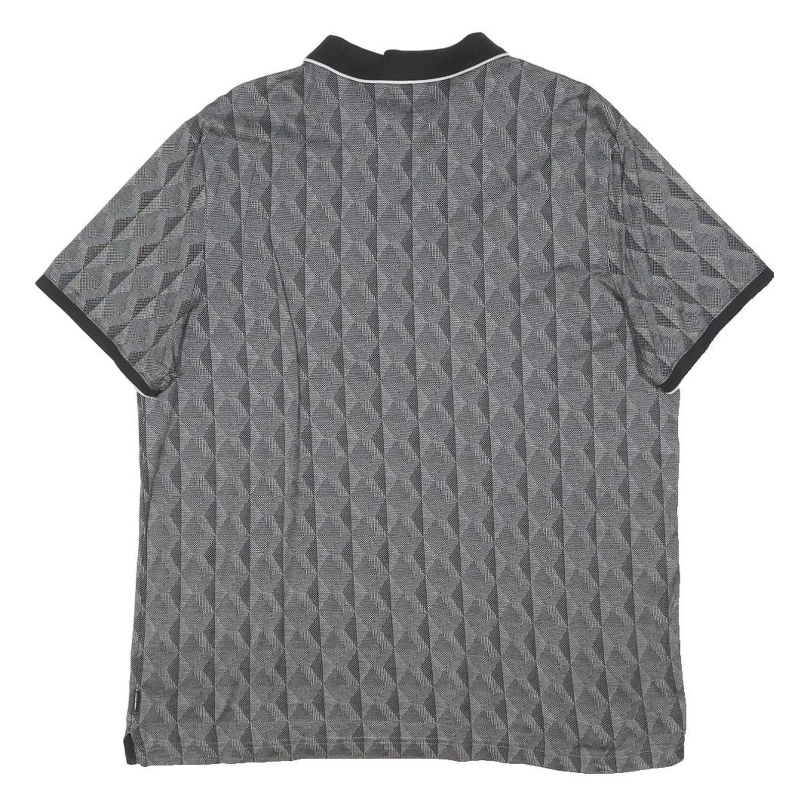 CALVIN KLEIN Mens Black Grey Geometric Short Sleeve Polo Shirt 2XL Cotton Blend