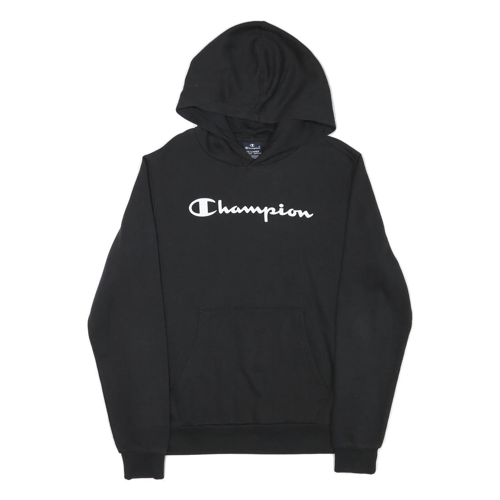 CHAMPION Boys Black Pullover Hoodie 2XL Cotton Blend Classic Logo