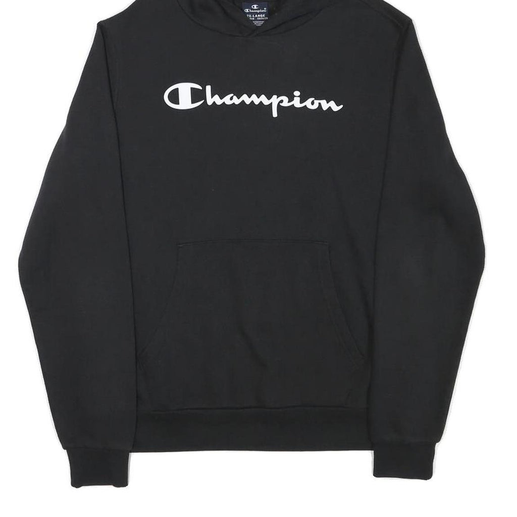 CHAMPION Boys Black Pullover Hoodie 2XL Cotton Blend Classic Logo