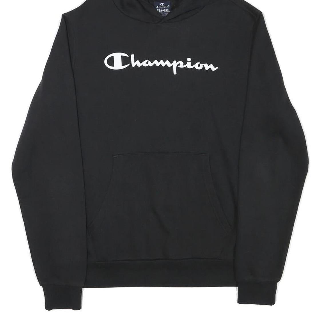 CHAMPION Boys Black Pullover Hoodie 2XL Cotton Blend Classic Logo
