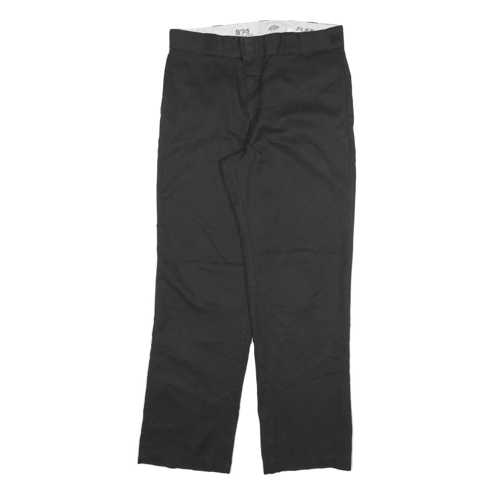 DICKIES Mens Black Cotton Blend Regular Fit Straight Leg Trousers W32 L30