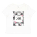VANS Mens White Black Checkerboard Graphic T-Shirt L Short Sleeve Crew Neck