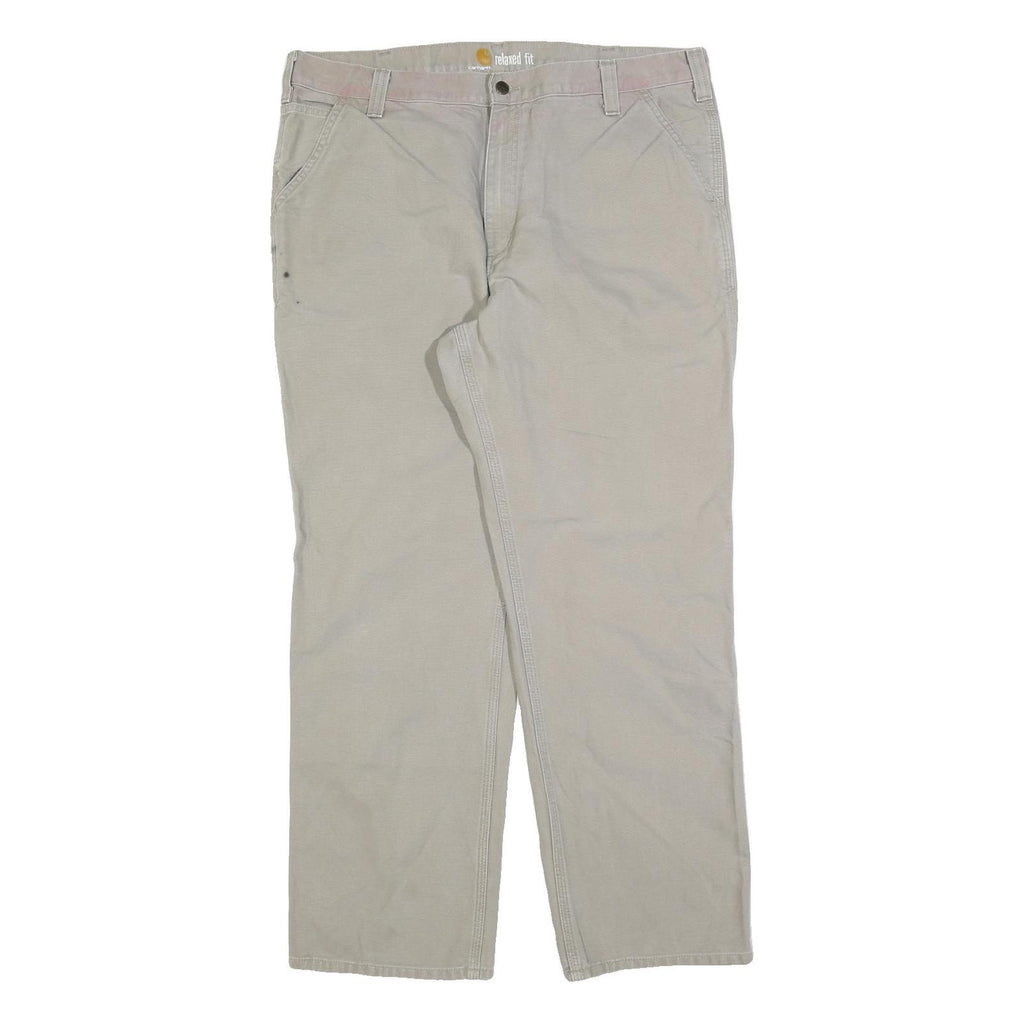 CARHARTT Mens Cotton Blend Beige Relaxed Fit Straight Leg Trousers W40 L32