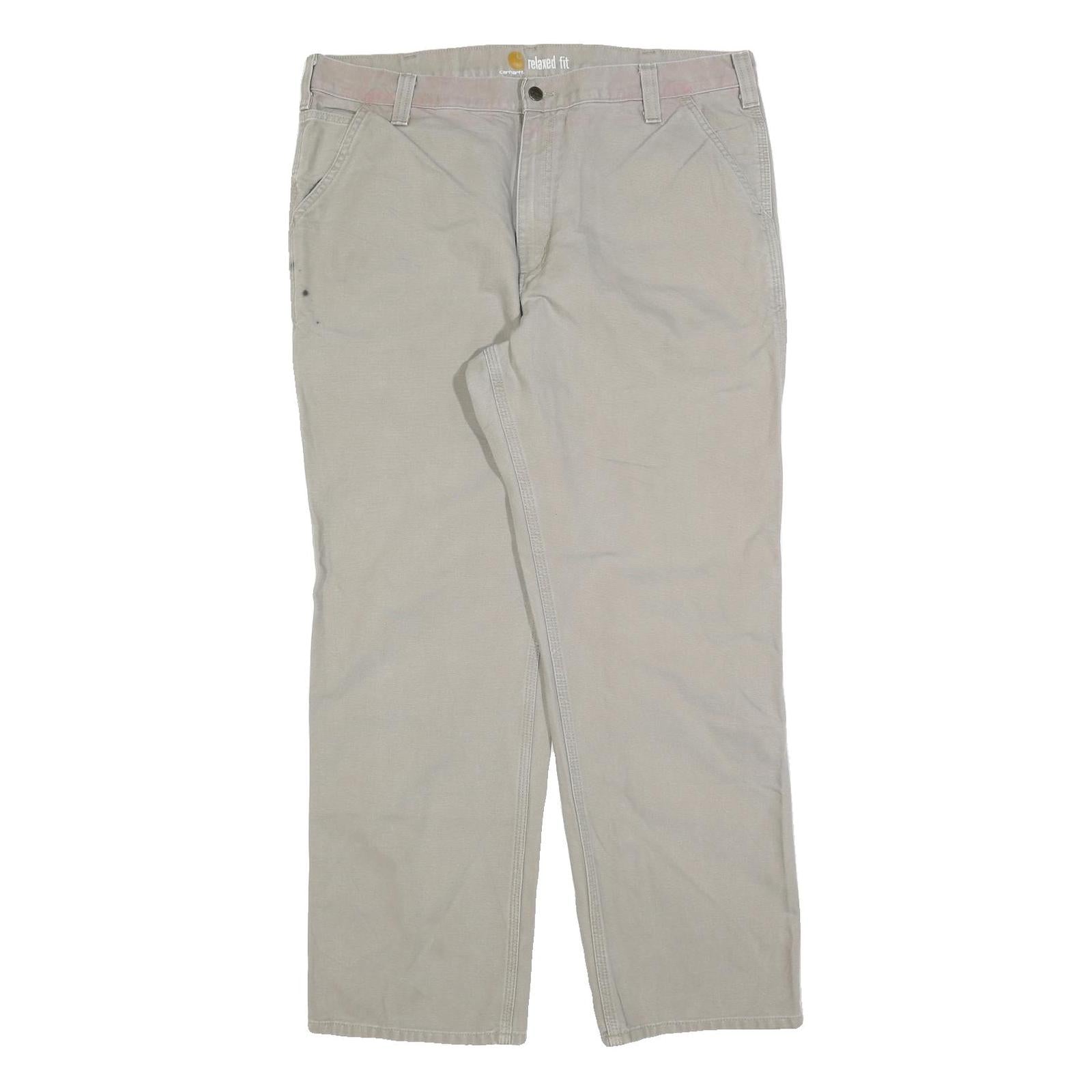 CARHARTT Mens Cotton Blend Beige Relaxed Fit Straight Leg Trousers W40 L32