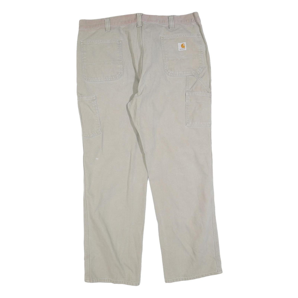 CARHARTT Mens Cotton Blend Beige Relaxed Fit Straight Leg Trousers W40 L32