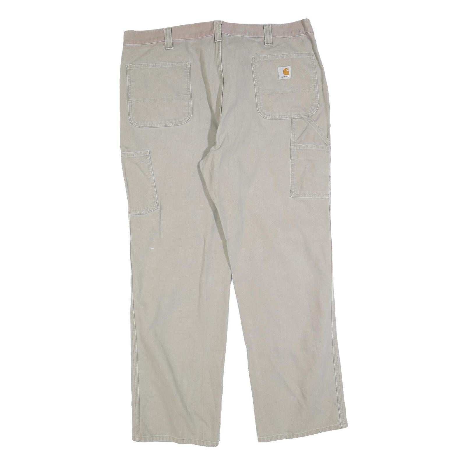 CARHARTT Mens Cotton Blend Beige Relaxed Fit Straight Leg Trousers W40 L32