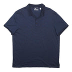 CALVIN KLEIN Mens Blue Short Sleeve Striped L Cotton Polo Shirt Classic Fit