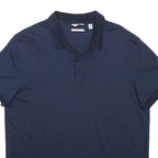 CALVIN KLEIN Mens Blue Short Sleeve Striped L Cotton Polo Shirt Classic Fit
