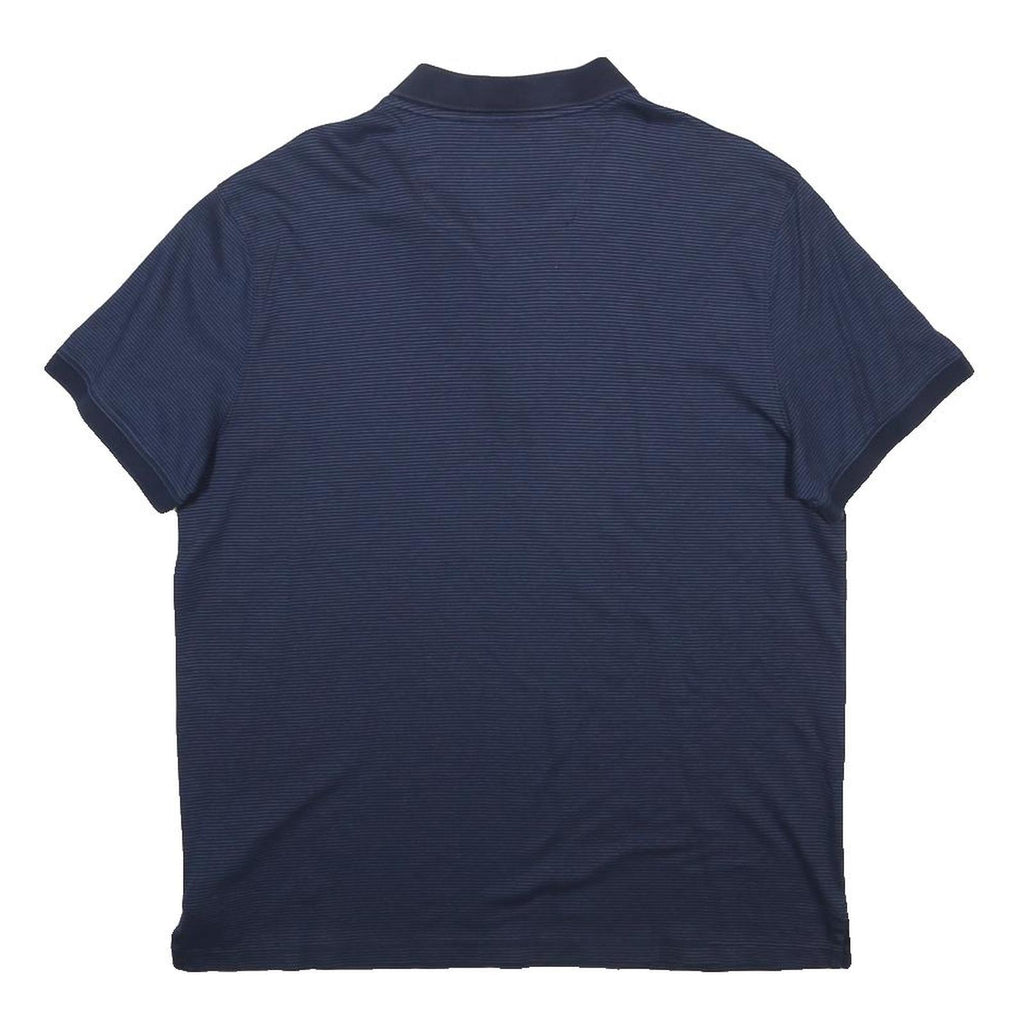 CALVIN KLEIN Mens Blue Short Sleeve Striped L Cotton Polo Shirt Classic Fit