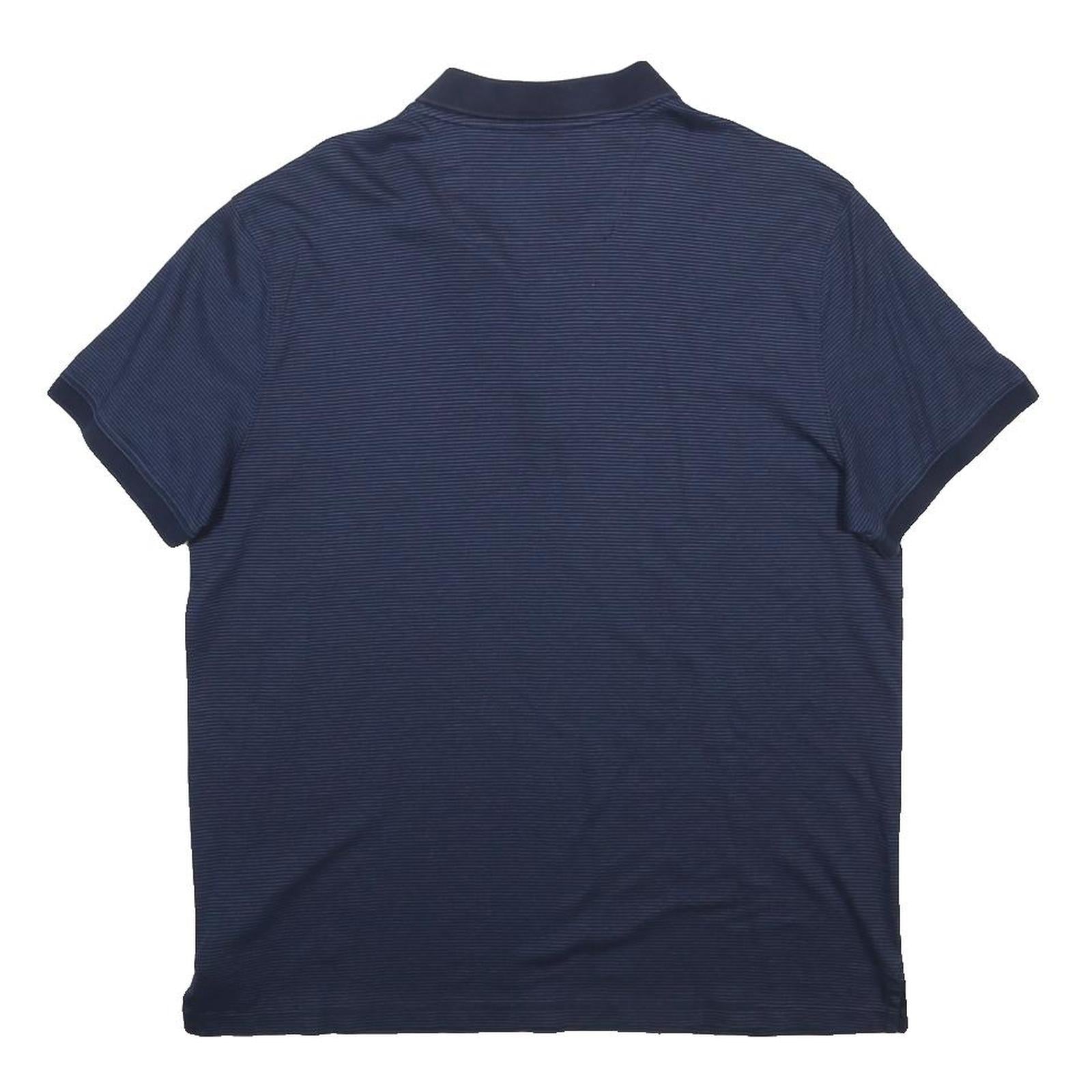 CALVIN KLEIN Mens Blue Short Sleeve Striped L Cotton Polo Shirt Classic Fit
