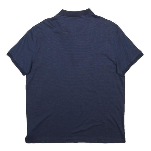 CALVIN KLEIN Mens Blue Short Sleeve Striped L Cotton Polo Shirt Classic Fit