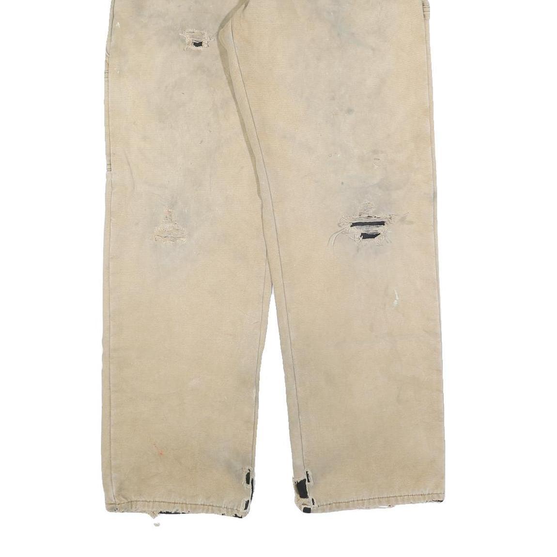 DICKIES Mens Relaxed Jeans Beige Denim W32 L32 Distressed Workwear Utility