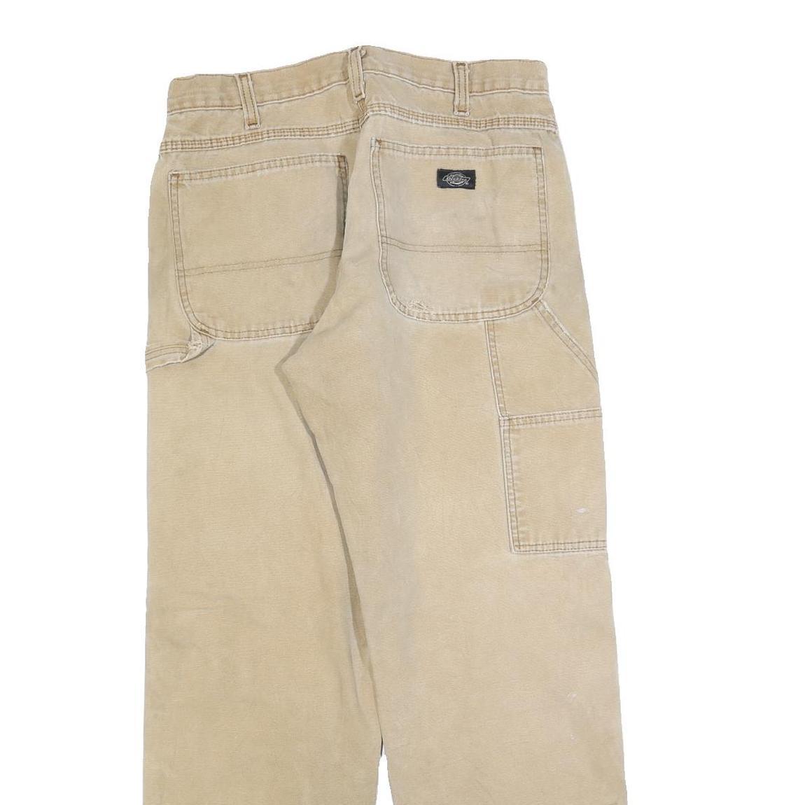 DICKIES Mens Relaxed Jeans Beige Denim W32 L32 Distressed Workwear Utility