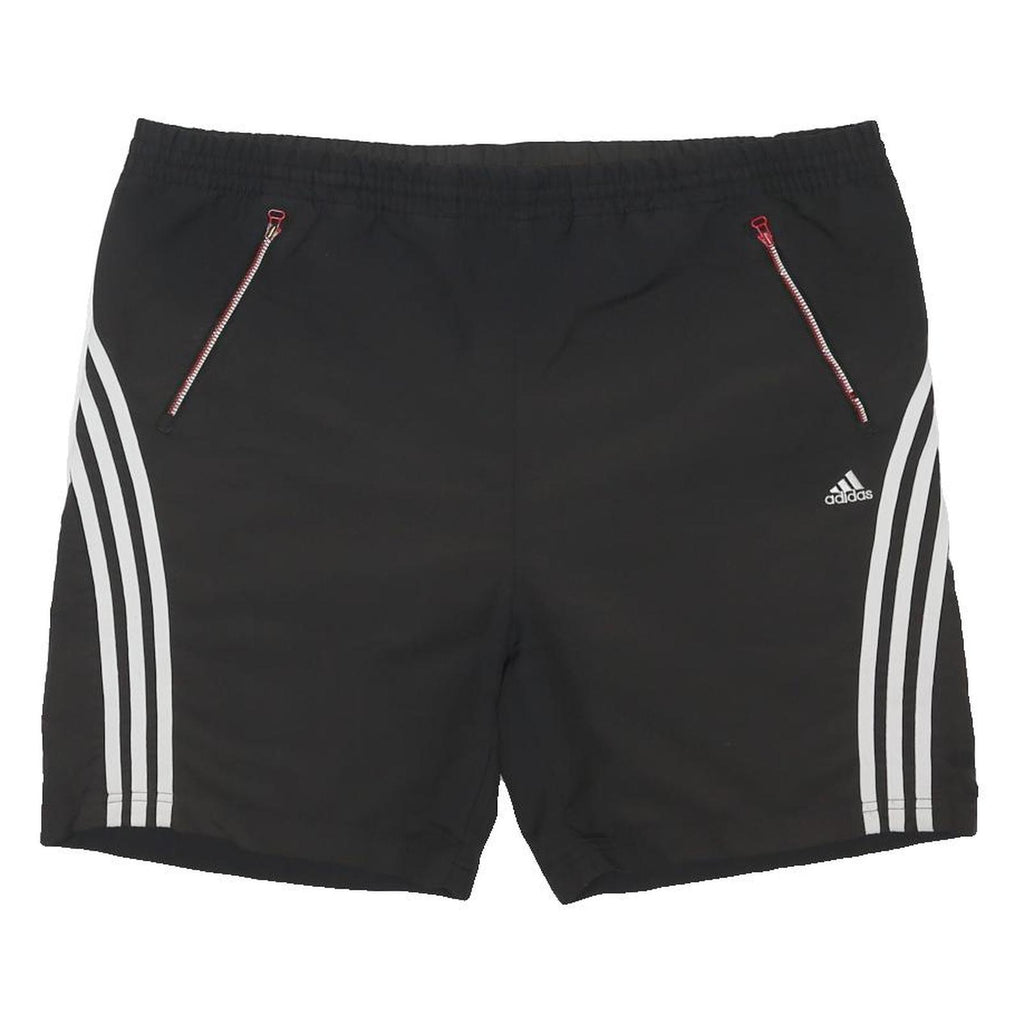 ADIDAS Mens Black Casual Shorts XL W41 Polyester Blend Zip Pockets Sports Logo