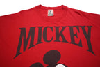 DISNEY Mens Red Mickey Graphic T-Shirt One Size Short Sleeve Crew Neck Cartoon