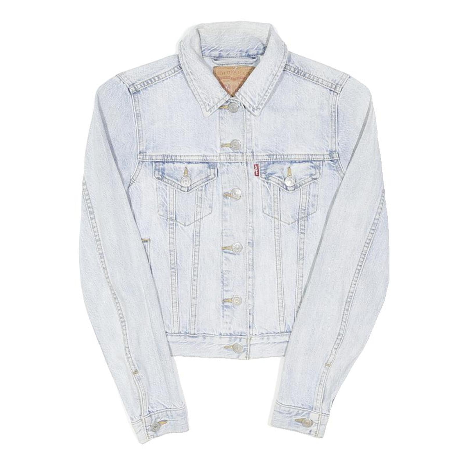 LEVI'S Womens Blue Denim Jacket XS Cotton Blend Button Closure Classic Fit