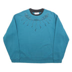 COUNTRY STORE Womens Blue Pullover Crew Neck L Embellished Sweatshirt