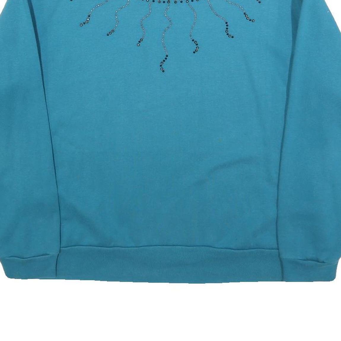 COUNTRY STORE Womens Blue Pullover Crew Neck L Embellished Sweatshirt