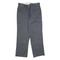 DICKIES Mens Cotton Blend Grey Regular Straight Trousers W34 L30 Workwear Zip