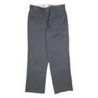 DICKIES Mens Cotton Blend Grey Regular Straight Trousers W34 L30 Workwear Zip