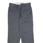 DICKIES Mens Cotton Blend Grey Regular Straight Trousers W34 L30 Workwear Zip