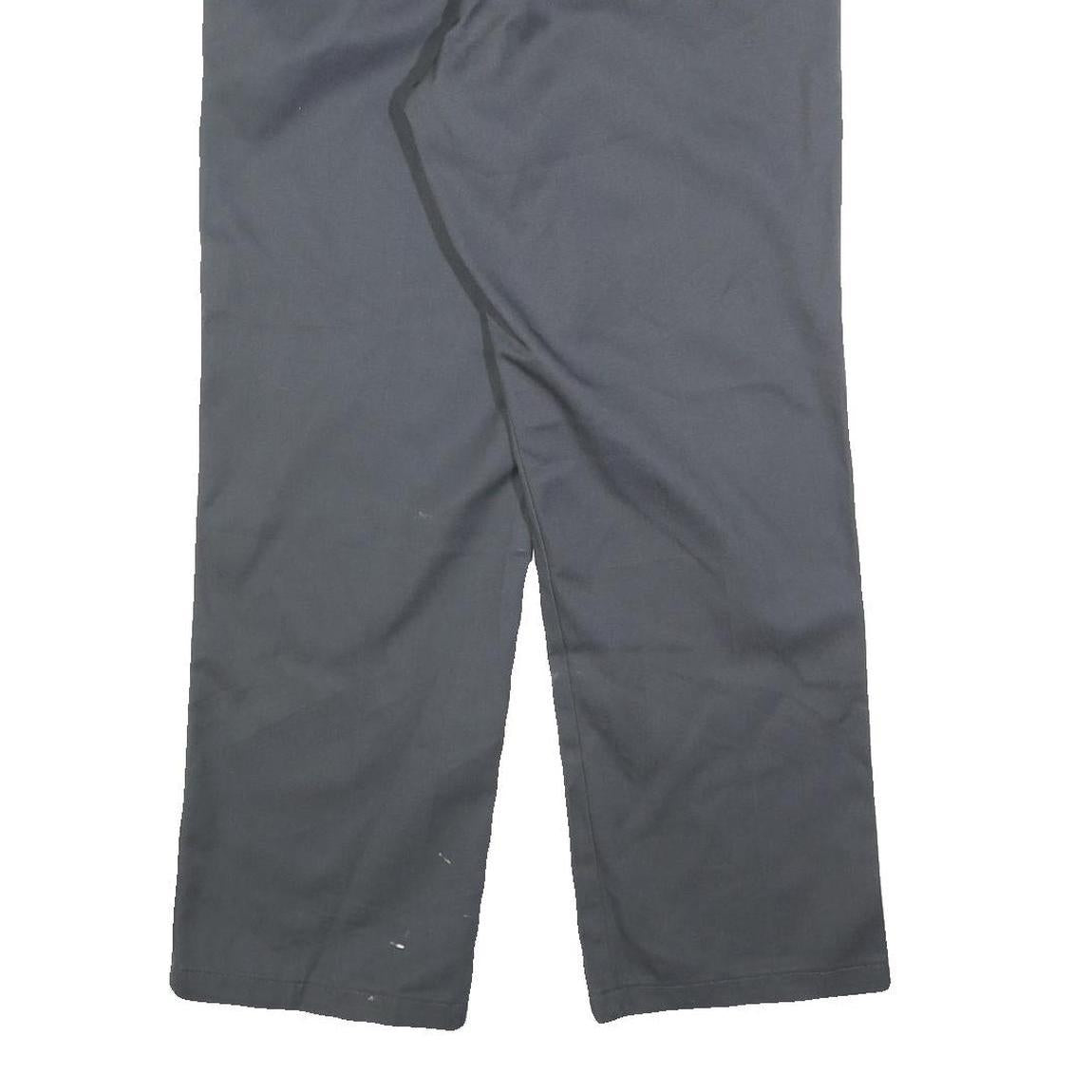 DICKIES Mens Cotton Blend Grey Regular Straight Trousers W34 L30 Workwear Zip